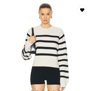 New L’Acadamie by Marianna Brial Striped Sweater in Cream & Black size XS